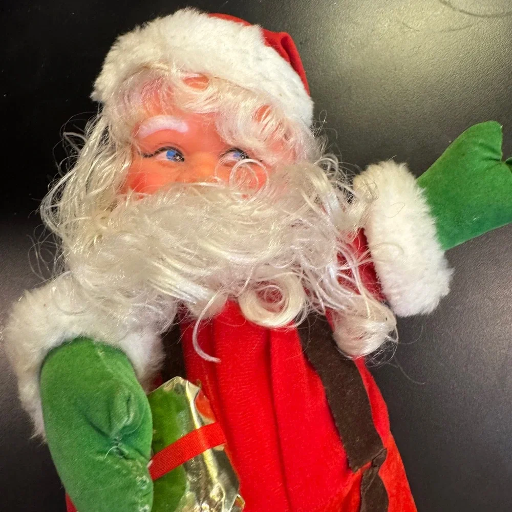 B.O.M. Manufacturing Santa Claus Figurine Kids 11in Red Vintage Wind Up Toy